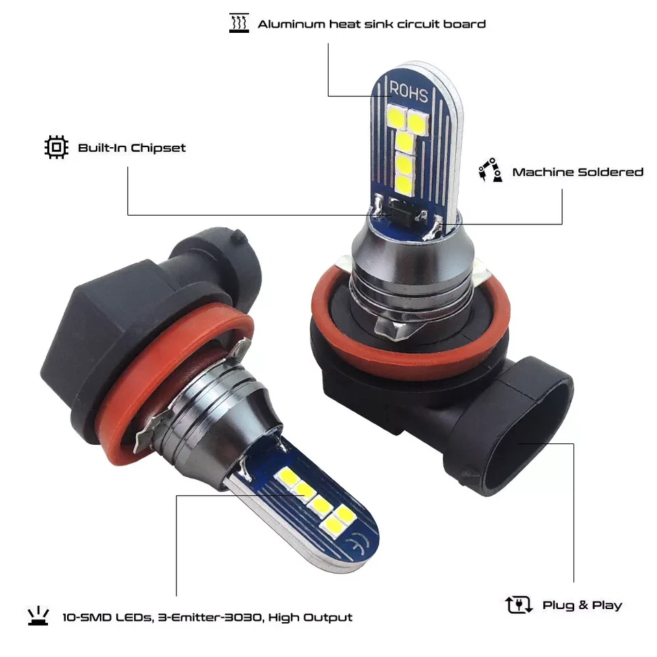 2pcs Extremely Bright Xenon White Fog Lights LED Bulbs for Toyota RAV4 2006-2020 - Image 2 of 4