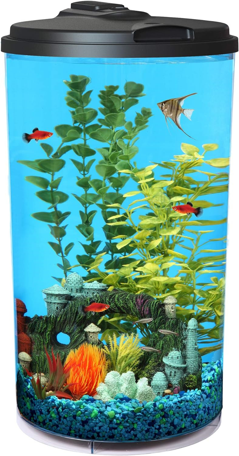 Koller Products Plastic 6-Gallon AquaView 360 Aquarium Kit for Tropical Fish,