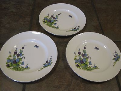 CROWN STERLING 'COVENT GARDEN' - (3) SALAD PLATES, 8¼'', FINE BONE CHINA, EUC