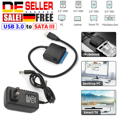 USB 3.0 zu SATA Adapter 2.5/3.5 HDD SSD Hard Drive Disk Converter PC Cable Line