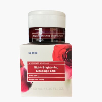 KORRES WILD ROSE NIGHT BRIGHTENING FACIAL (Full Size/40ml/1.35oz/Sealed)