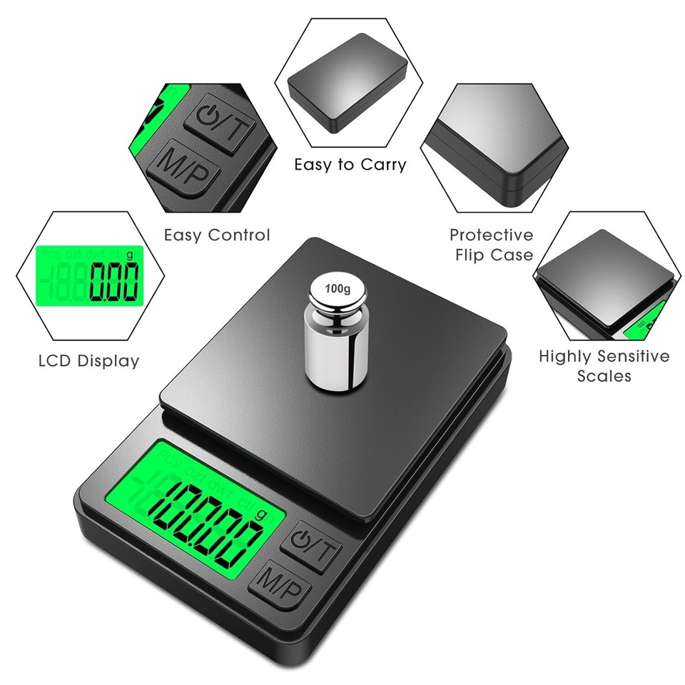 Digital Scale Small 1000G X 0.01G Precision Gram Scale, Pocket Scale ...