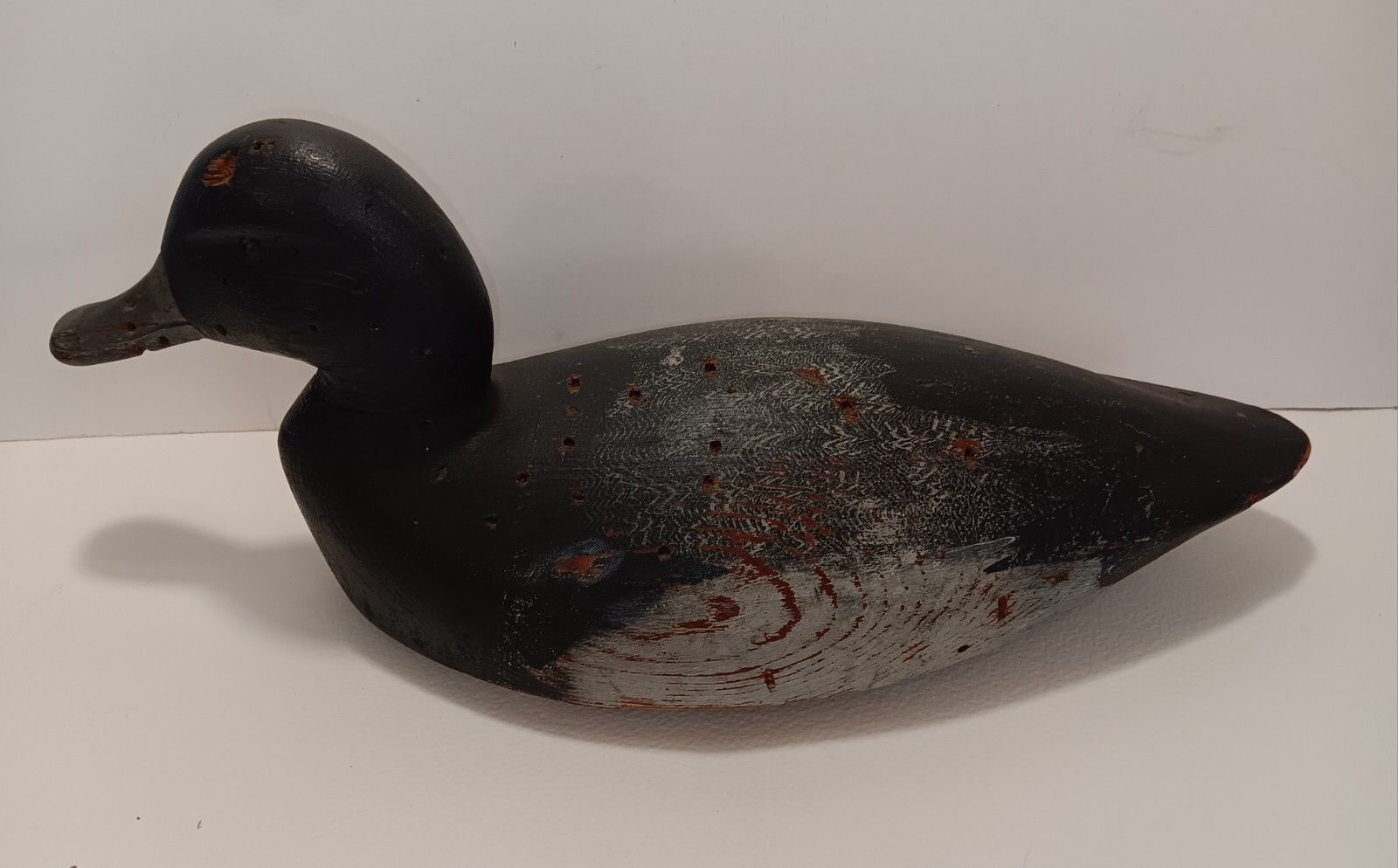 VINTAGE SAM DENNY WOOD BLUEBILL DECOY DUCK HND CRVD/HND PNTD SPORTING