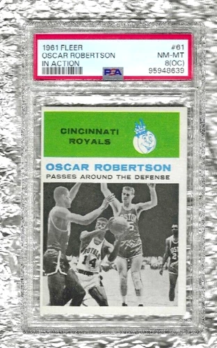 1961 Fleer Oscar Robertson  Newly Graded PSA 8 OC Basketball # 61 In Action