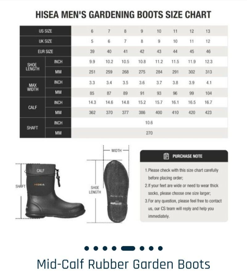 HISEA Ankle Height Rain Boots Rubber Garden Waterproof Green W12 M11 eBay