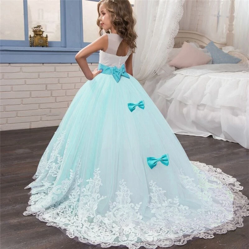 Girl Princess Dress Long Dress Party Gown Backless Kids Girls Prom Party Dress - Image 3 of 4