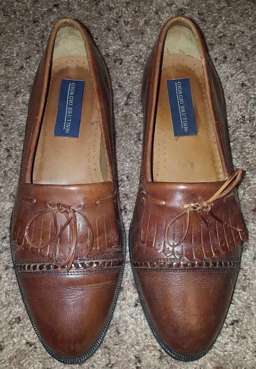 Giorgio Brutini Chestnut Brown Leather Kiltie Loafers s-l400.jpg main image 3