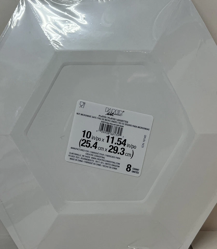 Creative Converting Blue and Gold Octagon Paper Plates - Image 2 of 2