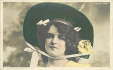 Bassano C-1910 Stage Actress Mable Green Wide Hat Postcard RPPC real photo 8530