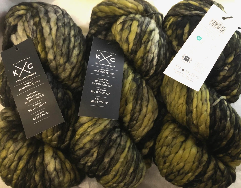 LOT OF 3- K+C MARSHMALLOW WOOL YARN-5.29oz 74yds WINTERBERRY OR DOUGLAS FIR - Image 3 of 4