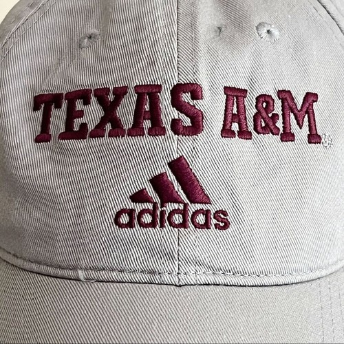 Adidas Texas A&M Aggies Slouch Adjustable Dad Hat Mens Womens NCAA Cap Gray - Picture 3 of 10