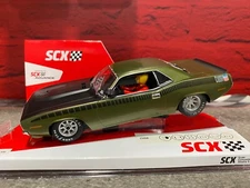 SCX 1/32 Scale Analog Plymouth ARR Cuda - Ivy Green Metallic with lights