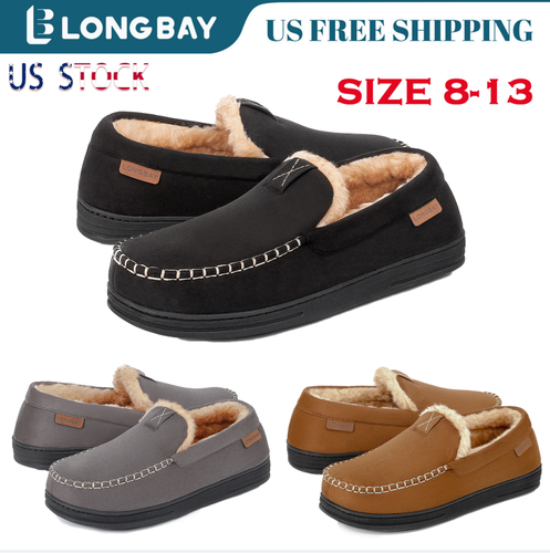 Mens Mocassin Slippers Memory Foam 