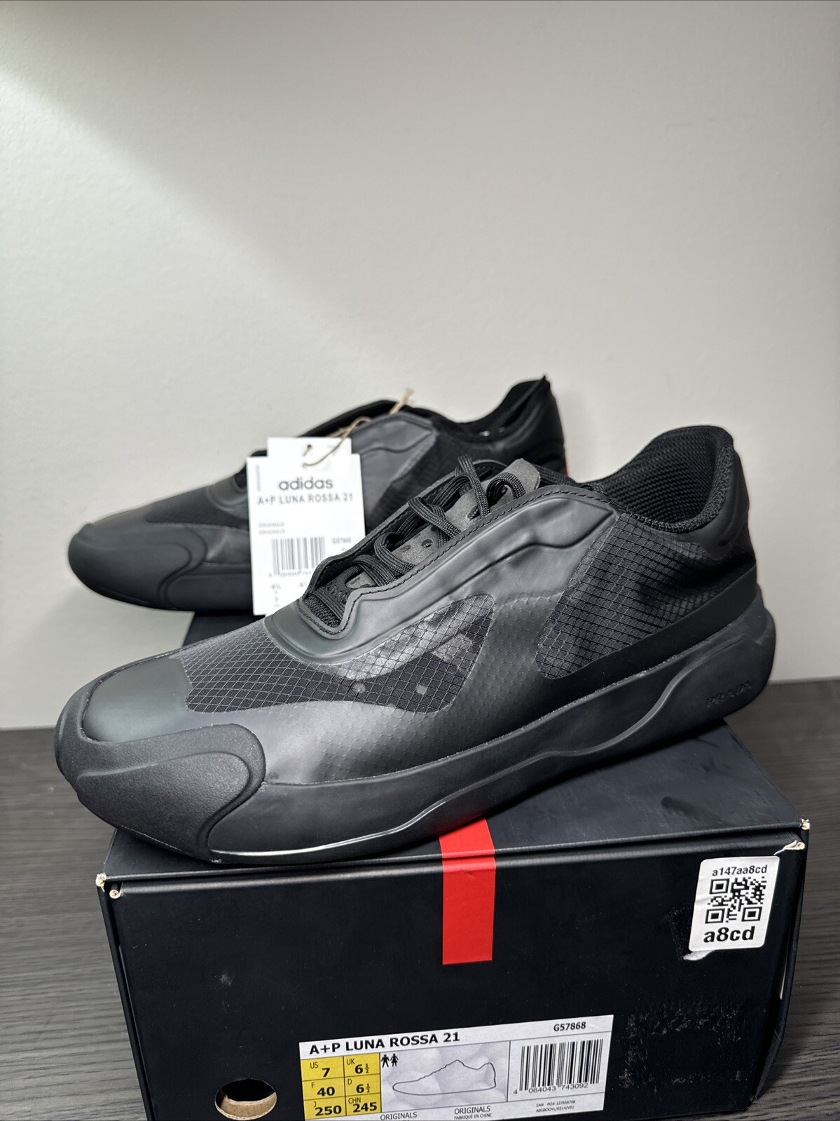 NEW Size 7 Adidas Prada X Luna Rossa 21 Core Black G57868 