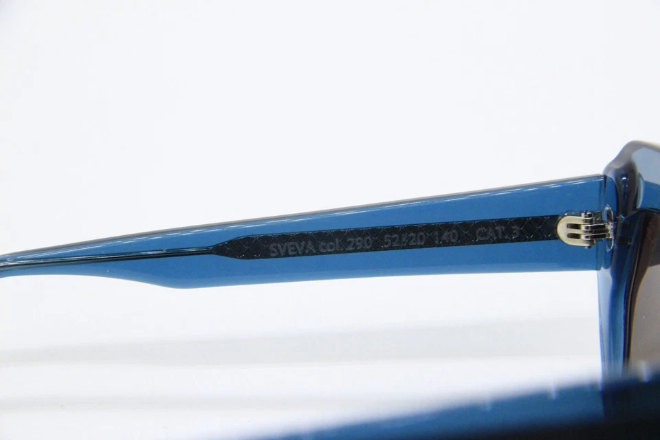 NUEVAS GAFAS DE SOL FATTO A MANO IN ITALIA SVEVA COL. 290 AZULES AUTÉNTICAS 52-20 Foto 4 de 4