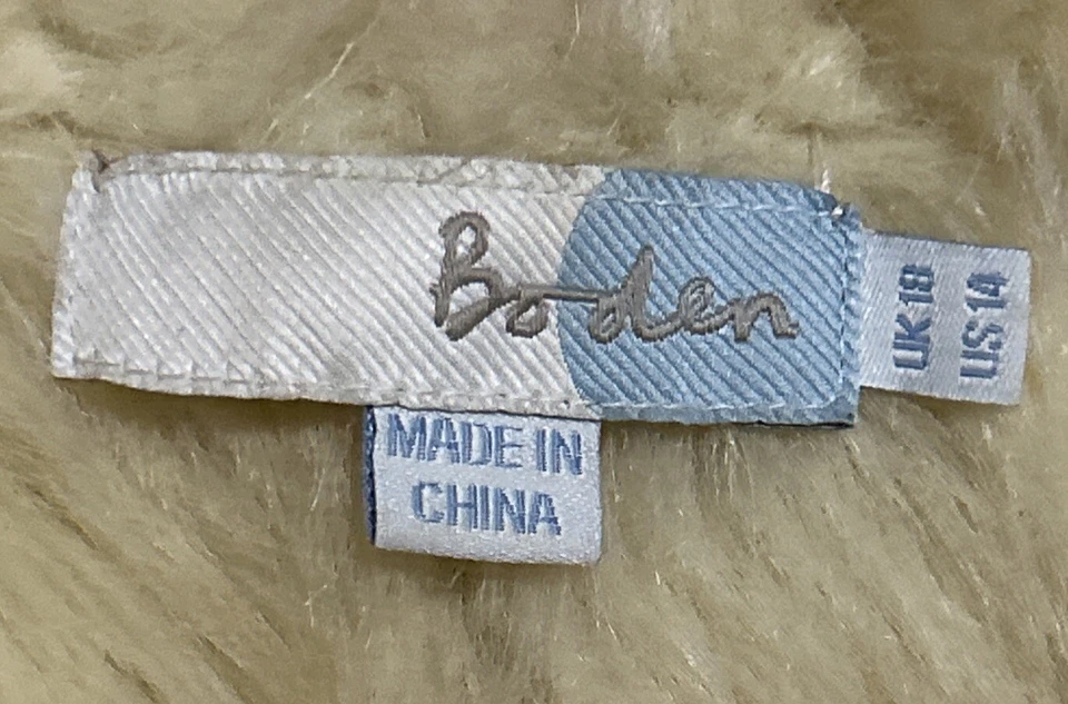 Abrigo para mujer Boden marrón gamuza EE. UU. 14 UK 18 forrado de piel sintética longitud media original $249 Foto 4 de 4