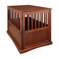 Dog Pet Crate End Table Furniture Wood Walnut Finish Family Room New
