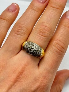 Authentic 925 Sterling Silver Gold Plated Marcasite Ring Size 8