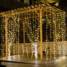 300 LED Curtain Fairy Lights 9.84ft String Light Xmas Wedding Decor Warm White