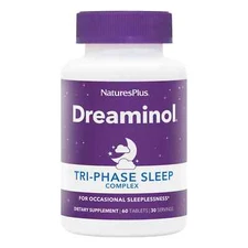 Natures Plus Dreaminol Tri-Phase Sleep with Melatonin 60 tablets EXP 08/28
