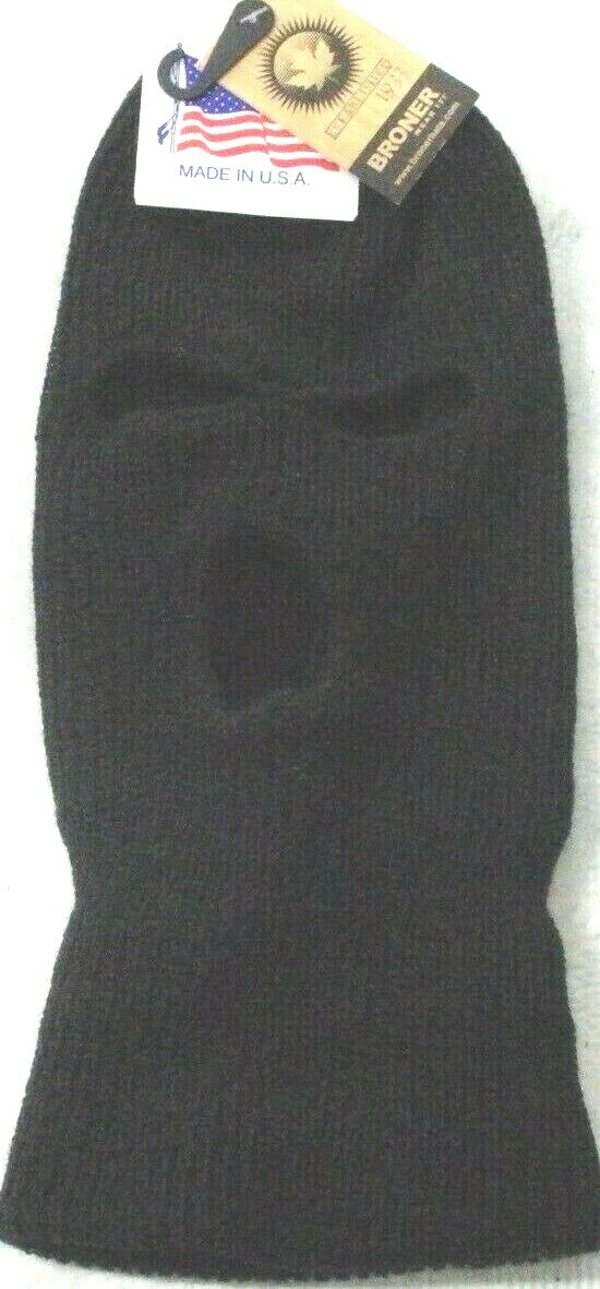 Three Hole Face Ski Mask, 3 Hole Face Mask, Toboggan Broner 64101 Blk