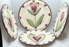 Tika Home Etc Heart 8” Salad Plates Set of 4/ Assorted 