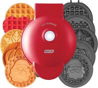 Holiday Multimaker Mini System - Waffle Maker with Six 4  Removable Holiday Plat
