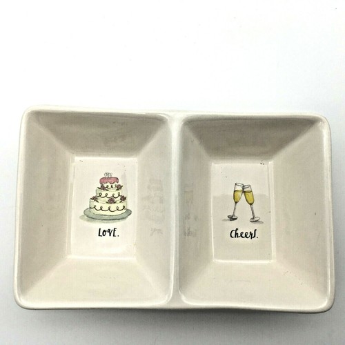 Rae Dunn Magenta Braut Snack Schmuck Schale Love Cheers geteilt Schale Dip n Chip - Bild 3 von 7