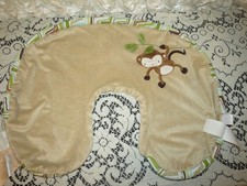Boppy Luxe Nursing Pillow Cover 3D Monkey  Leaves / Striped Green Brown EUC