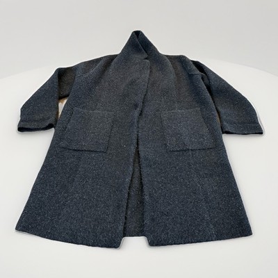 Vince Womens Black Long Brushed Wool Alpaca One Button Jacket Overcoat M $695