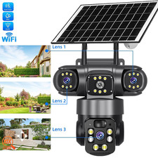 3 Lens Solar Battery Home Security Camera System Outdoor Wifi Wireless PTZ CCTV