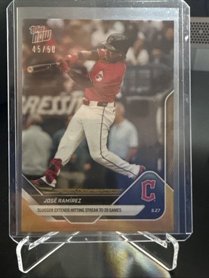 2025 Topps Now Jose Ramirez #222 Extends Hitting Streak To 20 45/50 Gold Foil