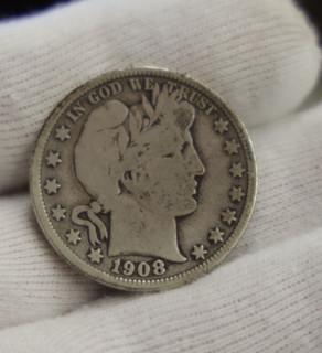 1908 D US Barber Half 50c VG (Cleaned)