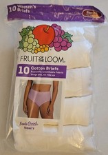 NEW Fruit of the Loom 10 Pack Womens Cotton Brief Panty White 7 / L Pant 12-14
