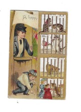 Antique Victorian Lithograph greeting card R Tuck Cats The cat show CA1