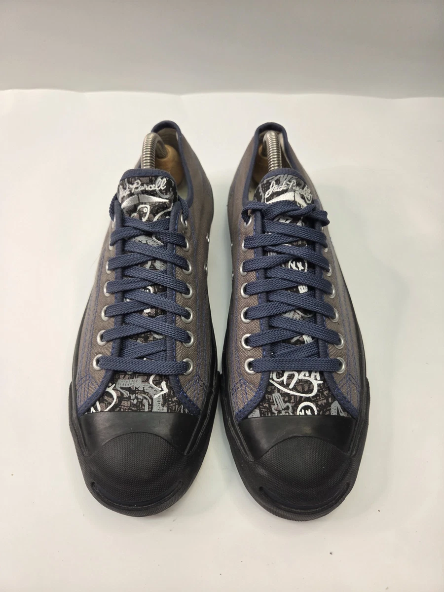 Converse Jack Purcell niedrige Turnschuhe Canvas Grafikdruck Herren 8 Damen 9,5