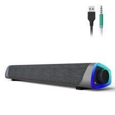 SOULION R30 Computer Speakers, Colorful LED Lights with Switch Button, Gray