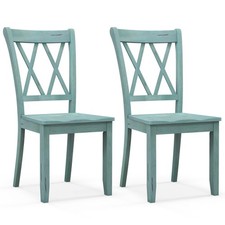 Green Cross-Back Dining Chairs
