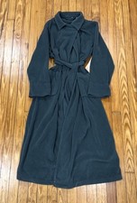 LL Bean Fleece Belted Robe Mens One Size Large / XL Green With Pockets