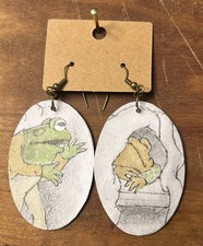 Upcycled Frog And Toad Drop Earrings