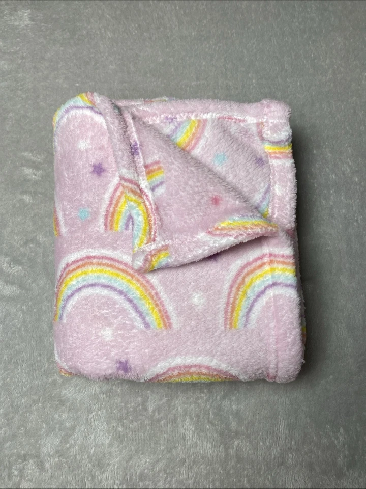 Manta Bebé Arco Iris Estrellas Rosa Púrpura Azul Felpa Suave Vellón Lovey 30"x40" Foto 2 de 4