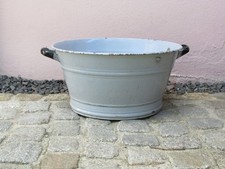 alte rund Emailwanne Emaille Wanne Pflanzschale Pflanzk&uuml;bel Sch&uuml;ssel (N5)