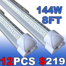 8FT Integrated LED Tube Light Bulbs 144W 6500K LED Shop Light Fixture 8 Foot 12P