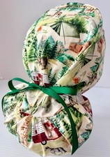 Campsite Print Medical Ponytail Pouch Surgery Scrub Cap Chef Hat