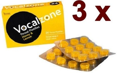 Vocalzone Throat Pastilles 24 - Honey & Lemon for clear voice