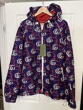 GUCCI JACKET DOUBLE G ANCHOR LOGO PRINT HOODED sz 52 / XL 2023 new with tags