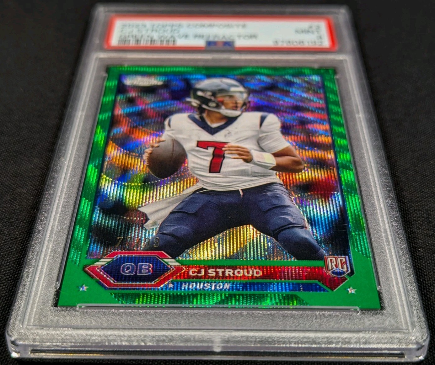 PSA 9 SSP RC #'d /99 CJ STROUD 🚨GREEN WAVE REFRACTOR ROOKIE 🔥2023 Topps Chrome view 5