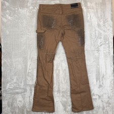 Valabasas Brown Stacked Carpenter Pants Distressed Paint Splatter Mens 36