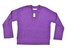 LOFT Women's Medium Purple V-Neck Long Sleeve Knit Pullover Sweater NWT