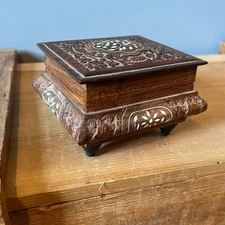 Thorens Music Box Switzerland Made Ornate Wooden Carved Handmade India Parts